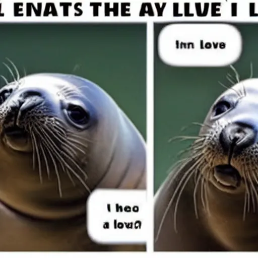 Image similar to seal singing what is love, closed captioning provided