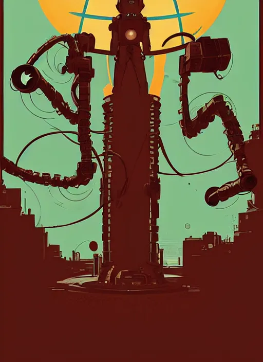 Image similar to poster artwork by Michael Whelan and Tomer Hanuka, Aperture Science, clean