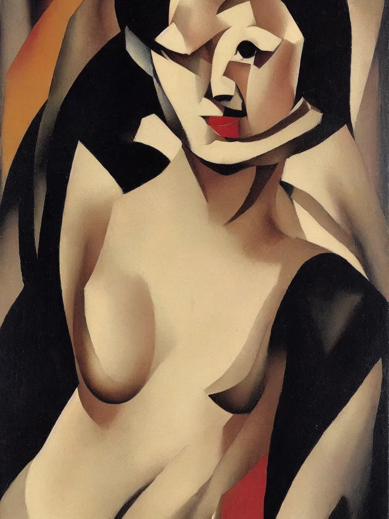 Image similar to artist tamara de lempicka a portrait of a clothed female,