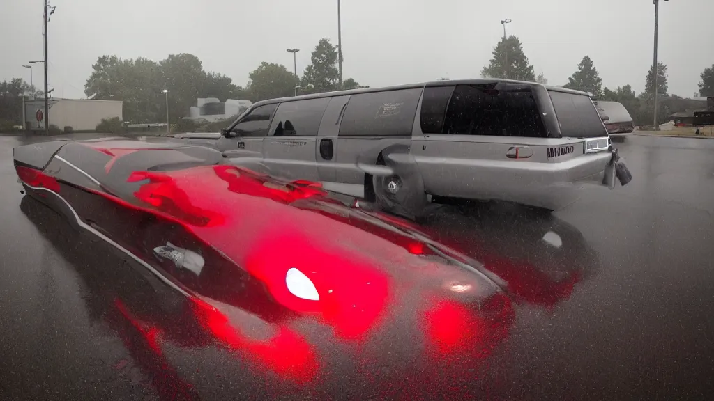 Prompt: a late night trip to the gas station, rain pouring down as you stand outside in the empty parking lot, holding the nozzle to pump gas. suddenly, a hearse pulls up slowly next to your car, and when you glance over, all you can see is bright red eyes glaring at you from the driver ’ s seat