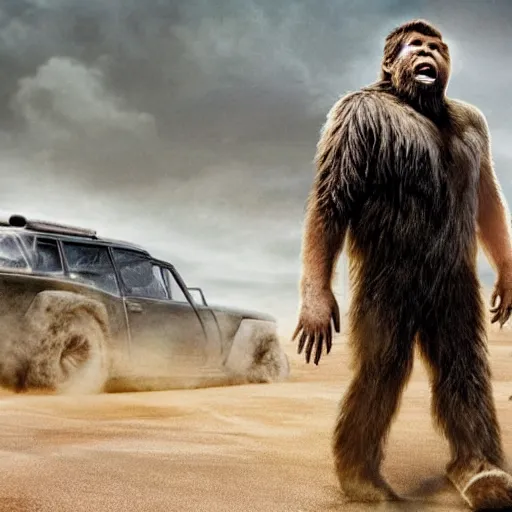 Image similar to bigfoot in mad max