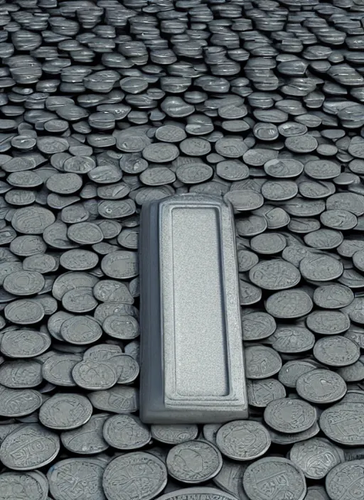 Image similar to highly detailed realistic architecture 3 d render of a futurisctic stele made from stacks of coins standing in a city park, archdaily, made in unreal engine 4 octane render