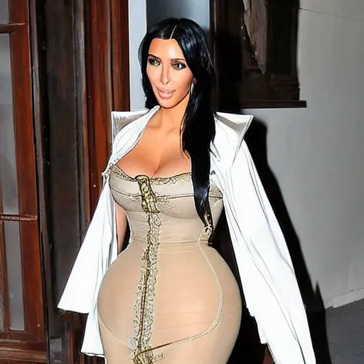 Prompt: kim kardashian dressed as someone from 1700s France