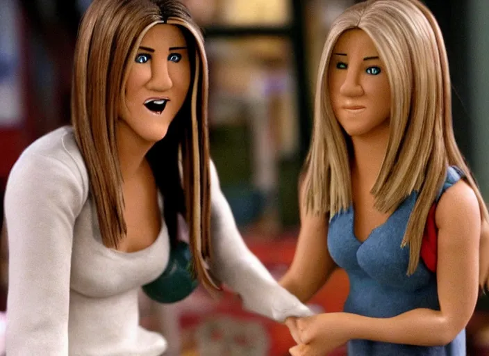 Prompt: jennifer aniston as rachel in friends, claymation