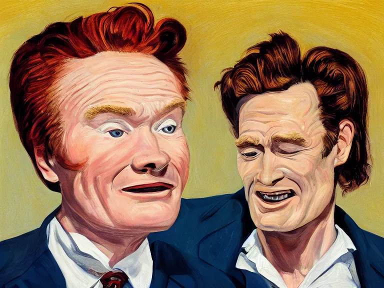 Image similar to close - up portrait of conan o'brien, painting by paula rego, high detail, high resolution