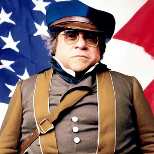 Image similar to Danny DeVito as a Civil War confederate general, color photograph