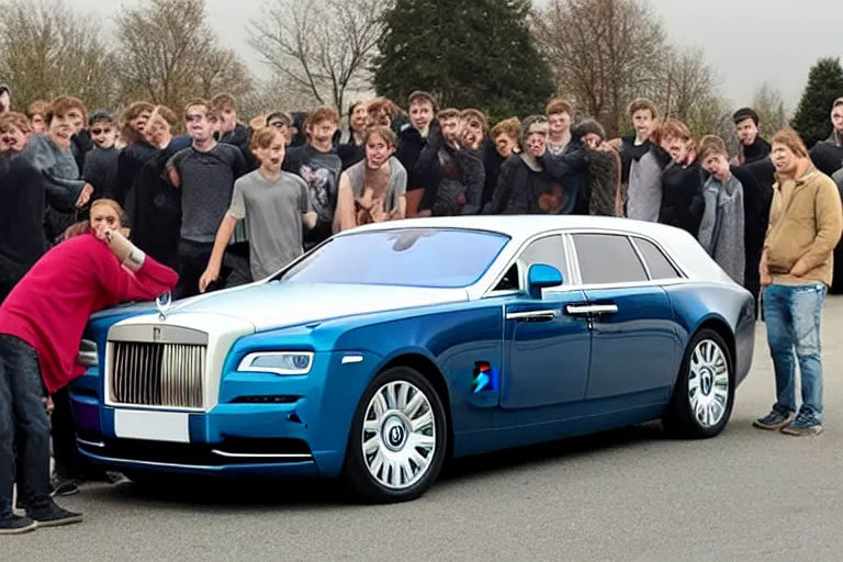 Image similar to stoned teenagers decided to drown Rolls-Royce