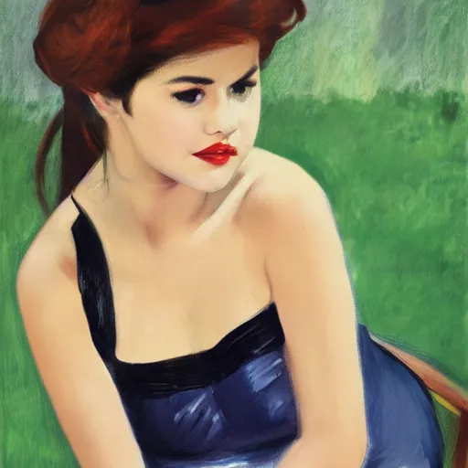 Prompt: portrait of Selena Gomez by Manet, photo real, super detailed, 4k, hd