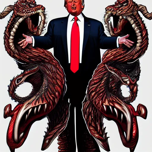 Image similar to donald trump as a hydra, artstation, detailed