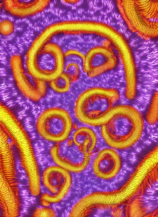Prompt: Microscopic organisms in the style of William Latham Mutator, digital art
