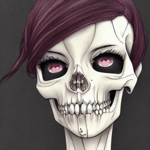 Prompt: anime manga skull portrait young woman doll, dollface, skeleton, intricate, elegant, highly detailed, digital art, ffffound, art by JC Leyendecker and sachin teng