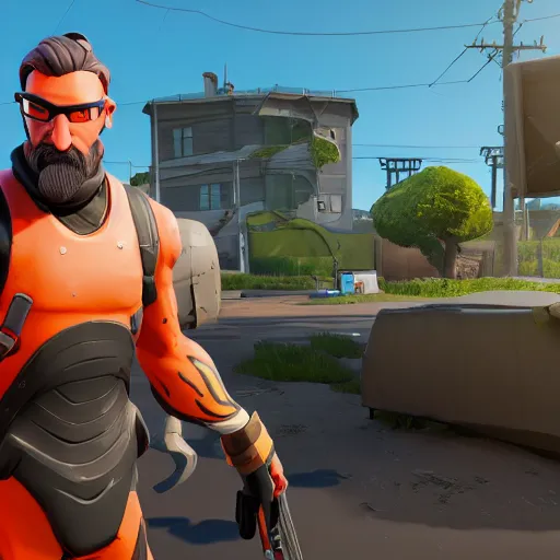 Image similar to Gordon Freeman in Fortnite, 4k screenshot of Fortnite gameplay, 8k hdr showcase