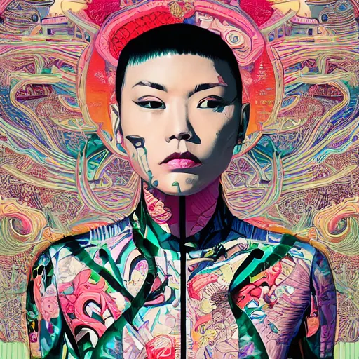 Image similar to Tristan Eaton, victo ngai, artgerm, Maximalism dragon