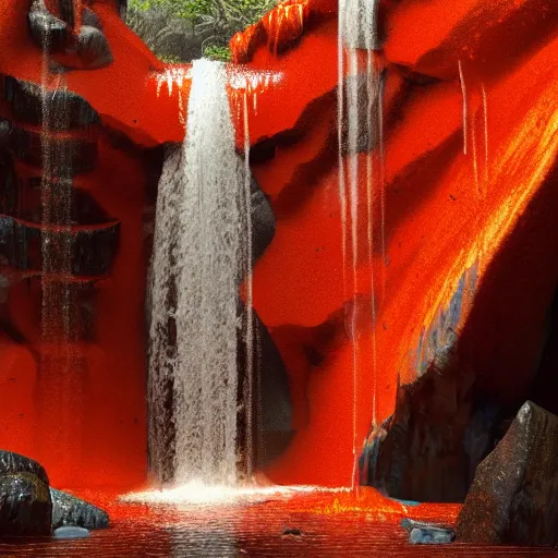 Prompt: a waterfall of orange soda, artstation, concept art, matte painting