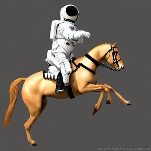 Image similar to a! horse! riding on a cosmonaut photorealistic