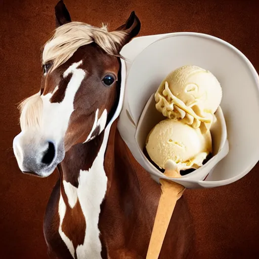 Prompt: epic professional studio photo, ice cream in the shape of a horse