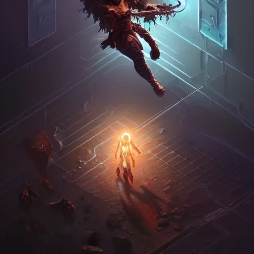 Image similar to isometric Dead Space Diablo action role playing game by artgerm and greg rutkowski, alphonse mucha, cgsociety and beeple highly detailed, sharp focus, cinematic lighting, illustration, art, octane render, Unreal Engine Lumen, very coherent. cinematic, hyper realism, high detail, octane render, 8k