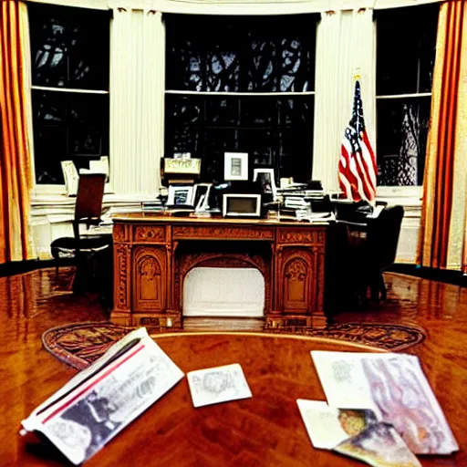 Image similar to spagett hiding in the oval office