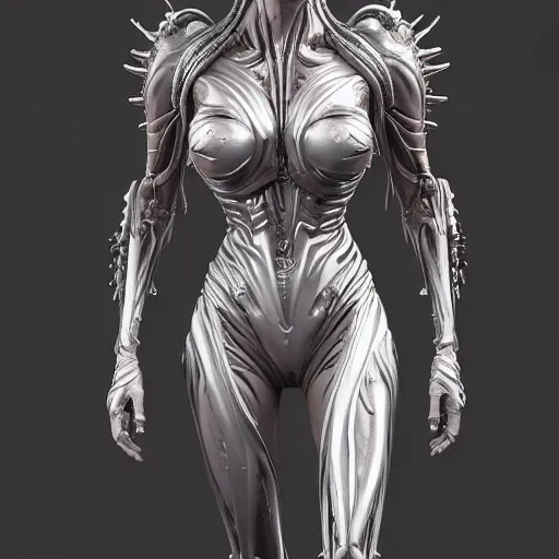 a beautiful alien woman, in xenomorph armor by