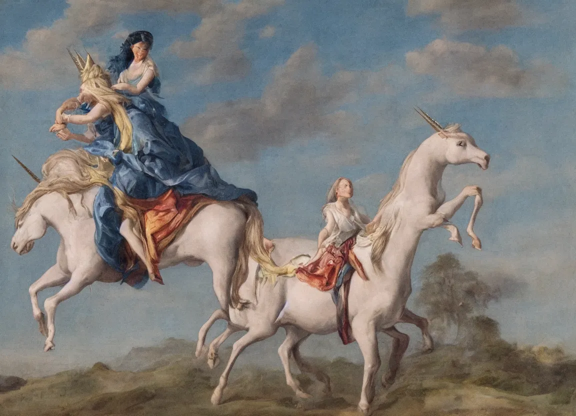 Image similar to woman riding a unicorn