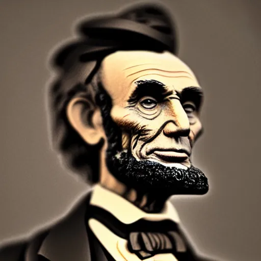 Image similar to modern photo of abe lincoln if he lived in the 21st century. Hyperrealism. 8k. Bokeh.