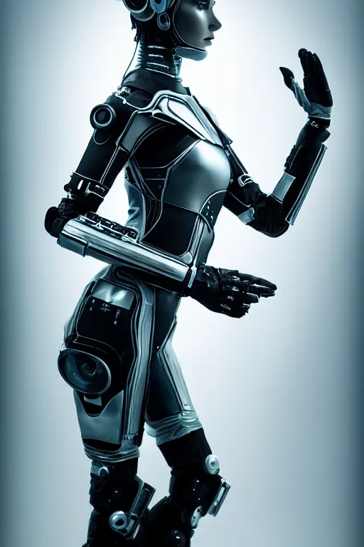 Image similar to beautifull cyberpunk woman model, wearing organic ceramic fractal armor, luxury materials, symmetrical, cinematic, elegant, professional studio light, real dlsr photography, sharp focus, 4 k, ultra hd, sense of awe, high fashion