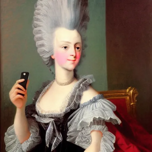 Image similar to Marie Antoinette, selfie, 1789