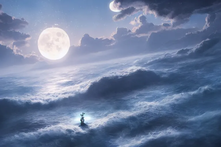 Image similar to the moon is the lure of an angler fish in the ocean of the sky by jessica rossier