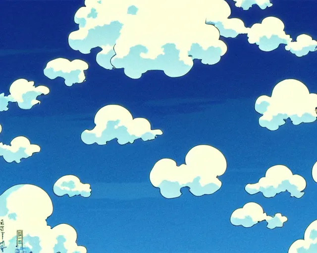 Image similar to anime sky in the style of makato shinkai, studio ghibli, moebius, clouds