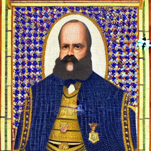 Prompt: portrait of dom pedro ii as a byzantine mosaic, hd