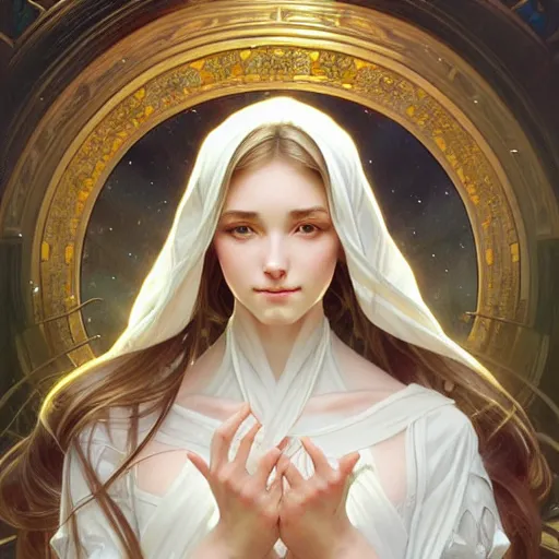 Prompt: perfectly detailed goddess princess of white roses!! blessed by nature with ever - increasing physical mental perfection, symmetrical! intricate, highly detailed, biblical divine holy perfection!! digital painting, artstation, concept art, smooth, sharp focus, illustration, art by artgerm and greg rutkowski and alphonse mucha