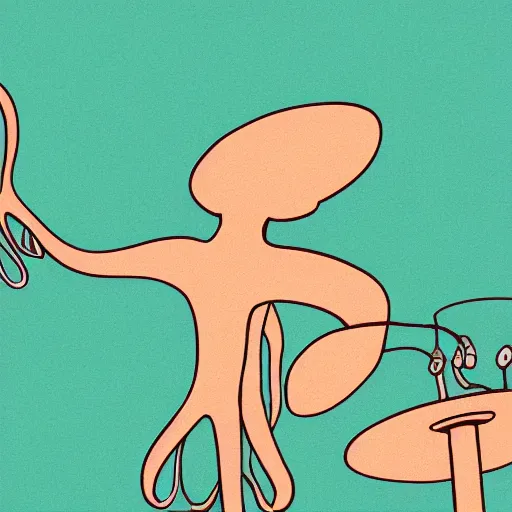Image similar to illustration of an octopus drummer