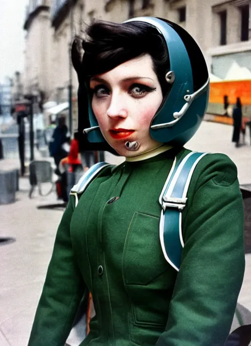 Prompt: ektachrome, 3 5 mm, highly detailed : incredibly realistic, perfect features, crew cut, beautiful three point perspective extreme closeup 3 / 4 portrait photo in style of chiaroscuro style 1 9 7 0 s frontiers in flight suit cosplay paris seinen manga street photography vogue fashion edition