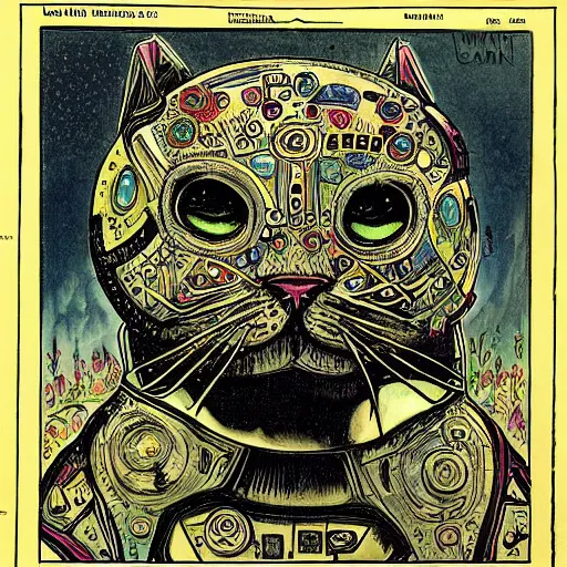 Image similar to cyborg drawn by louis wain