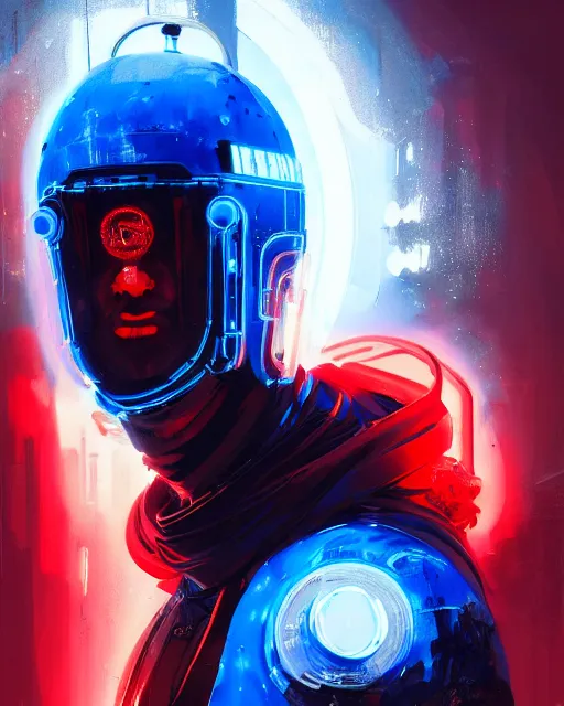 Image similar to detailed full body Blue Neon Emperor Nero, cyberpunk futuristic neon, reflective red coats, decorated with traditional Rome ornaments by Ismail inceoglu dragan bibin hans thoma greg rutkowski Alexandros Pyromallis Nekro Rene Maritte Illustrated, Perfect face, fine details, realistic shaded, fine-face, pretty face