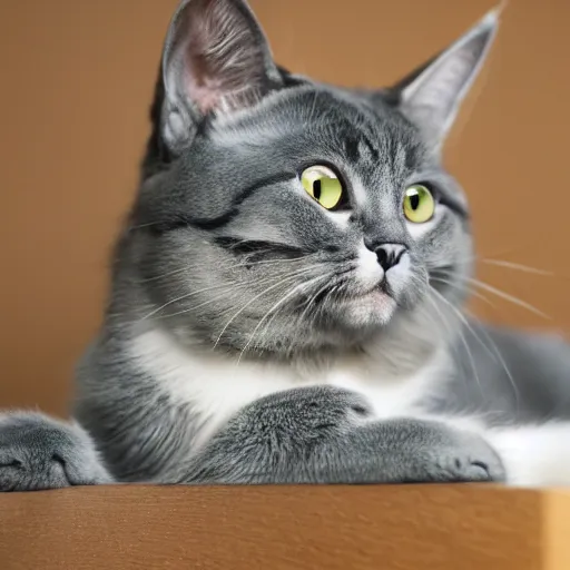 Prompt: a detective gray cat