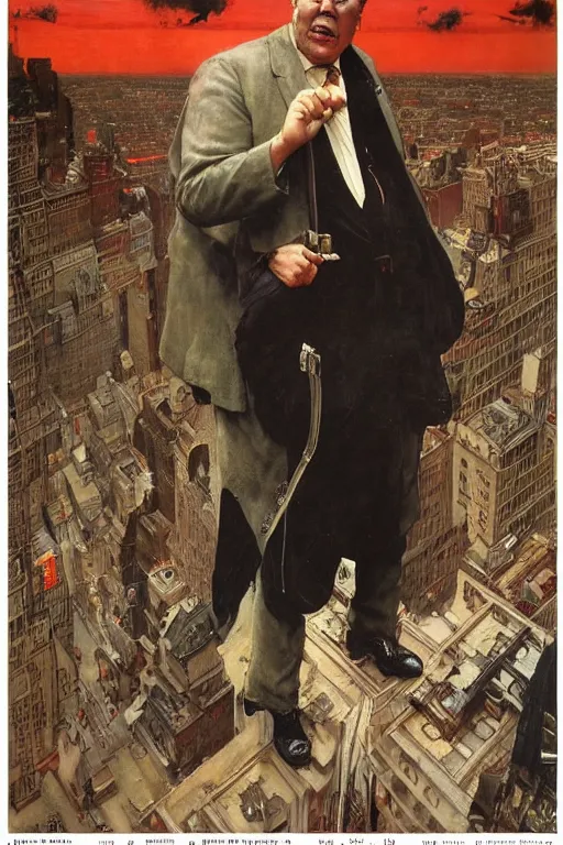 Image similar to full length portrait of huge akebono taro as marvel's kingpin dressed as gangster, new york, painted by lawrence alma tadema, zdzislaw beksinski, norman rockwell, jack kirby, tom lovell, greg staples