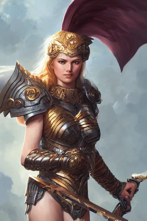 Image similar to amazon valkyrie athena, d & d, fantasy, portrait, highly detailed, headshot, digital painting, trending on artstation, concept art, sharp focus, illustration, art by artgerm and greg rutkowski and magali villeneuve