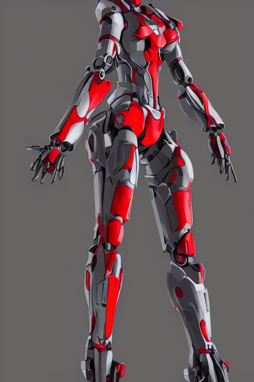 Image similar to heroine, beautiful, female mecha lineart concept, evangelion, brian sum, red and gray scale, full body, robotic, circle, manual, warlock, ultra detailed, digital art, 8 k, character, realistic, portrait, 3 d, hyperrealistic