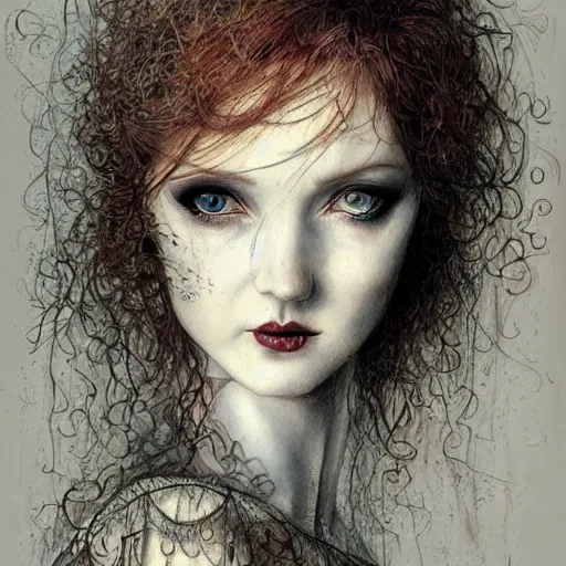 Image similar to portrait of lily cole as delirium from sandman, by luis royo