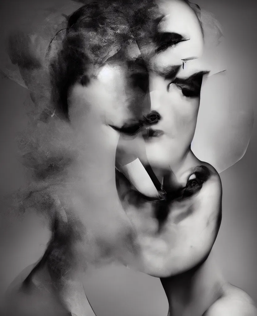 Image similar to portrait of a woman by ingrid baars, high contrast, photography, dark, portrait, monochromatic, 8 k