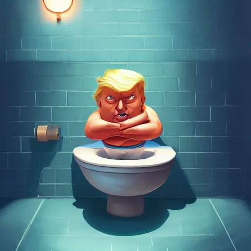 Image similar to chubby donald trump inside toilet bowl, ben hur, loftis, cory behance hd by jesper ejsing, by rhads, makoto shinkai and lois van baarle, ilya kuvshinov, rossdraws global illumination