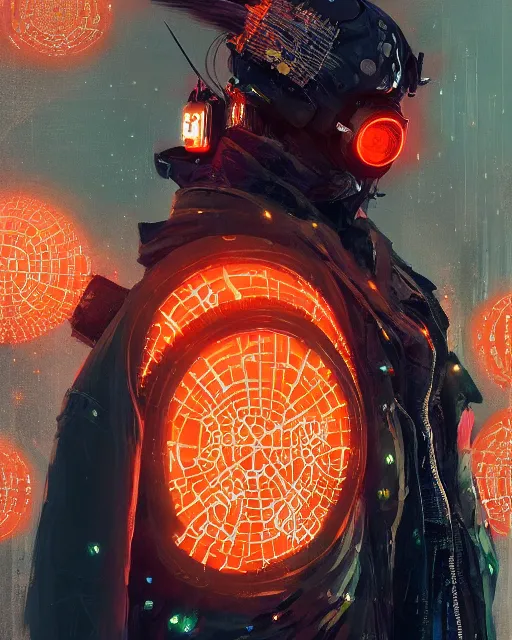 Prompt: detailed full body portrait of a gorgeous witch, cyberpunk futuristic neon, orange reflective puffy coat, decorated with traditional Japanese ornaments by Ismail inceoglu dragan bibin hans thoma greg rutkowski Alexandros Pyromallis Nekro Rene Maritte Illustrated, Perfect face, fine details, realistic shaded, fine-face, pretty face