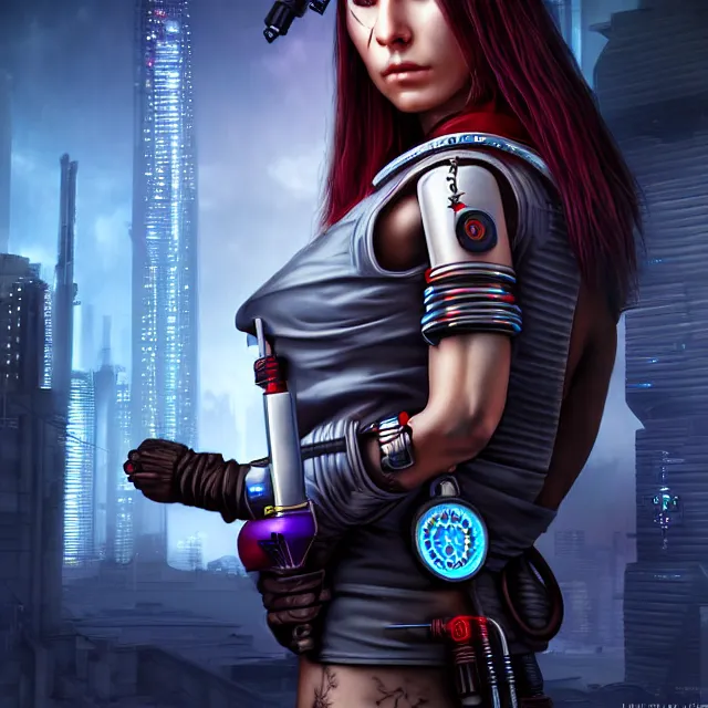 Image similar to cyberpunk nurse warrior, highly detailed, 4 k, hdr, smooth, sharp focus, high resolution, award - winning photo, anne stokes, photorealistic