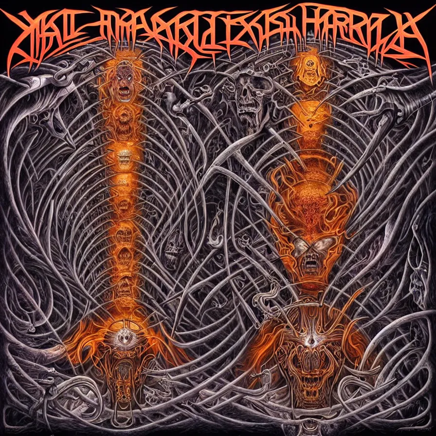 Image similar to metal album cover art by axel hermann, alex grey and andreas marschall