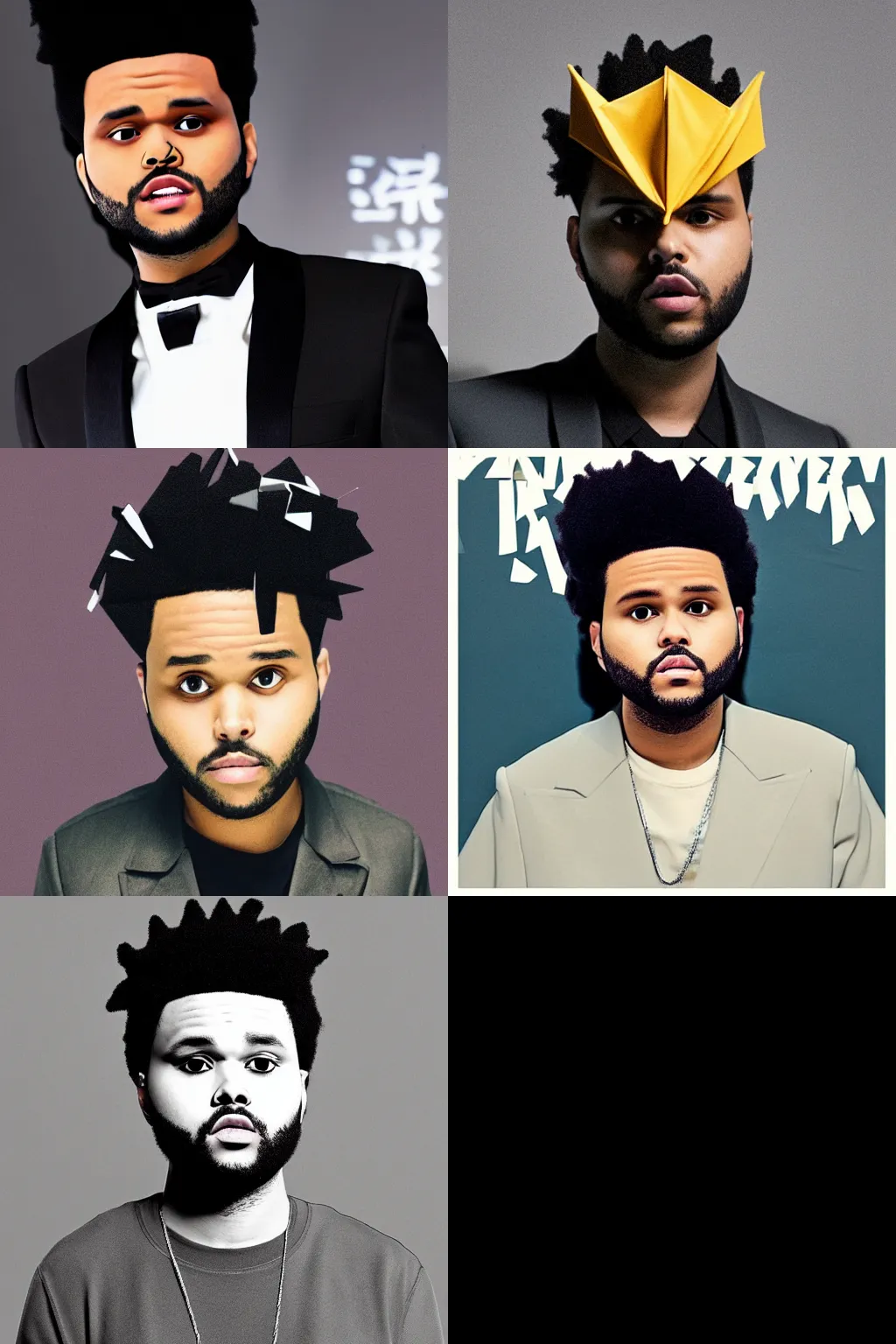 Prompt: an origami the weeknd