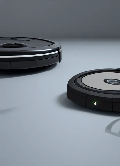 Image similar to A Roomba with a four robot spider legs, 3D Product, professional render, studio quality, octane render