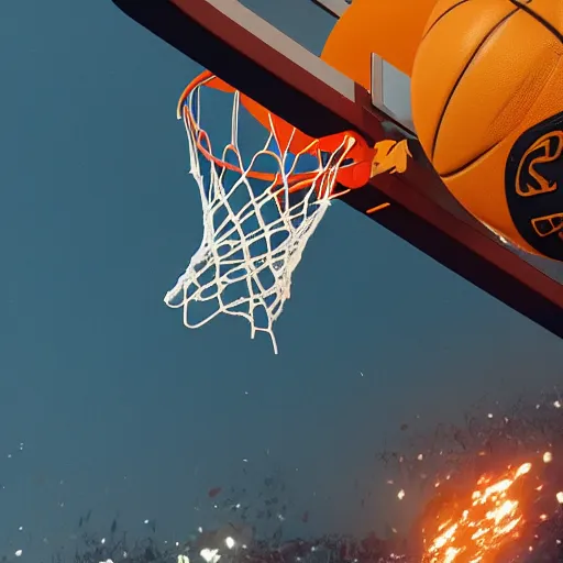 Image similar to charles barkley chaos dunk, 8 k uhd, unreal engine, reflected chrome, octane render in the artstyle of greg rutkowski