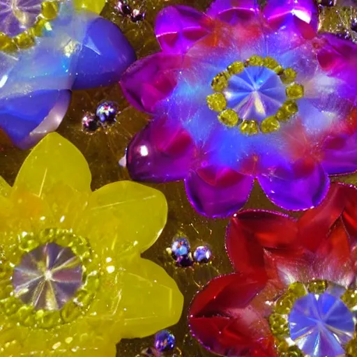 Prompt: Flowers made of crystal, 8k, Trending on Arstation