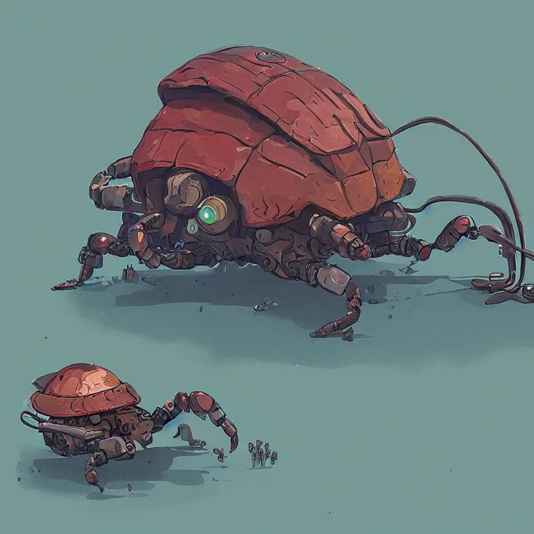 Image similar to robotic hermit crab, by Simon Stålenhag, concept art, Hugo award winner